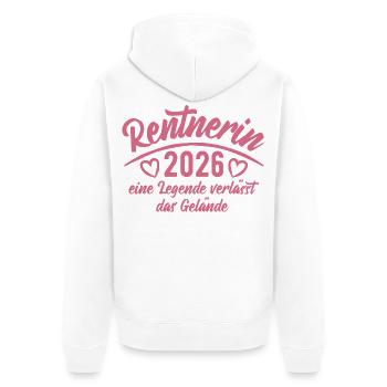 Rentnerin 2026 - Ruhestand - Pension - Unisex Premium Bio Zip Hoodie - Weiß - Hinten - Thijin (182cm)