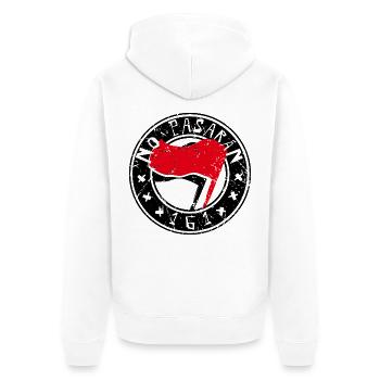 no pasaran 161 logo - Unisex Premium Bio Zip Hoodie - Weiß - Hinten - Thijin (182cm)