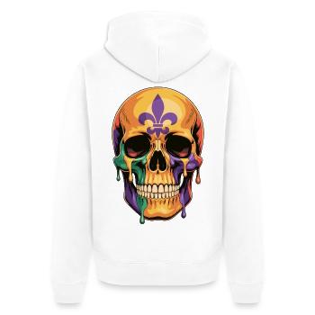 Chemise tête de mort Mardi Gras - Veste à capuche bio Premium Unisexe - blanc - Dos - Thijin (182cm)