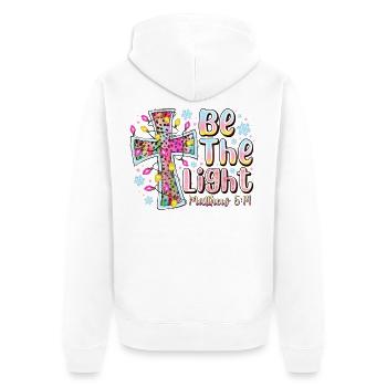 Be The Light Cross Prism - Unisex Premium Organic Zip Hoodie - white - Back - Thijin (182cm)