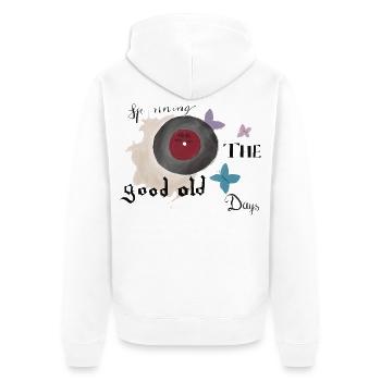 Disques vinyles rétro look vintage - Veste à capuche bio Premium Unisexe - blanc - Dos - Thijin (182cm)