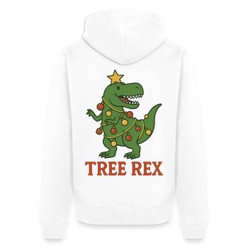 Baum Rex Dinosaurier Weihnachtsspaß - Unisex Premium Bio Zip Hoodie - Weiß - Hinten - Thijin (182cm)