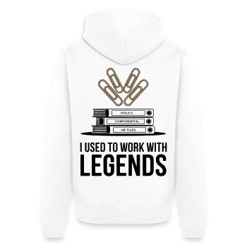 Früher habe ich mit Legenden gearbeitet Abschied Coworker Geschenk - Unisex Premium Bio Zip Hoodie - Weiß - Hinten - Thijin (182cm)