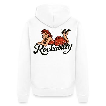 Rockabilly Pin-Up Femme Années 50 Allongé Jupon Rouge - Veste à capuche bio Premium Unisexe - blanc - Dos - Thijin (182cm)