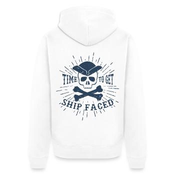 Time To Get Ship Faced Nauti Pirate Sea Print - Unisex Premium Organic Zip Hoodie - white - Back - Thijin (182cm)