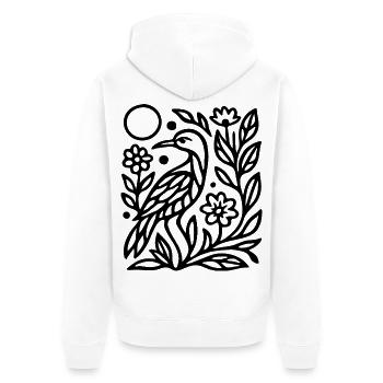 Mystic Owl Silhouette with Nature Lines Artwork - Unisex Premium Organic Zip Hoodie - white - Back - Thijin (182cm)