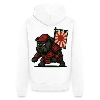 Bulldogge Samurai Rising - Unisex Premium Bio Zip Hoodie - Weiß - Hinten - Thijin (182cm)