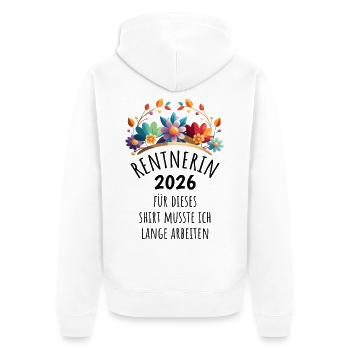 Rente | Rentnerin 2026 | Ruhestand Pension - Unisex Premium Bio Zip Hoodie - Weiß - Hinten - Thijin (182cm)