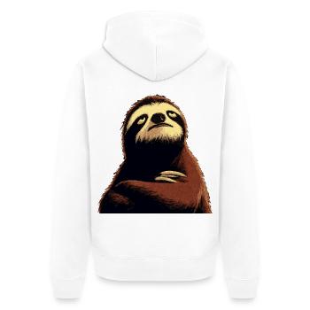 Zen-Sloth Gelassenheit Motiv - Unisex Premium Bio Zip Hoodie - Weiß - Hinten - Thijin (182cm)