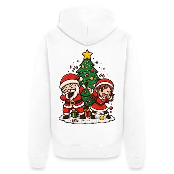 Dabbing Santa & Mrs Claus Kawaii Shirt - Unisex Premium Organic Zip Hoodie - white - Back - Thijin (182cm)
