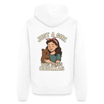 Juste une fille qui aime les quokkas - Veste à capuche bio Premium Unisexe - blanc - Dos - Thijin (182cm)