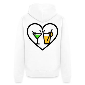 Cocktails Herz Sommer Party Strand Geschenk - Unisex Premium Bio Zip Hoodie - Weiß - Hinten - Thijin (182cm)