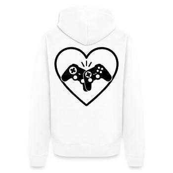 Gamecontroller Herz Gamer Liebe Geschenk - Unisex Premium Bio Zip Hoodie - Weiß - Hinten - Thijin (182cm)