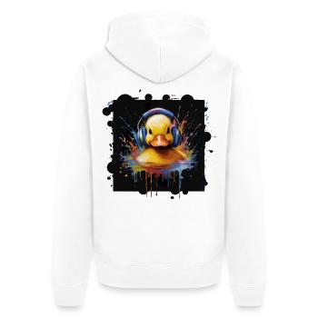 Music Rubber Duck - Motif d’animal amusant avec casque - Veste à capuche bio Premium Unisexe - blanc - Dos - Thijin (182cm)