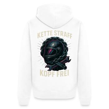Chain Taut Head Free Biker Shirt Motorcycle - Unisex Premium Organic Zip Hoodie - white - Back - Thijin (182cm)