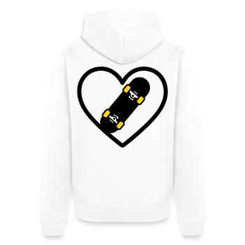 Skateboard Herz Sport Street Leidenschaft - Unisex Premium Bio Zip Hoodie - Weiß - Hinten - Thijin (182cm)