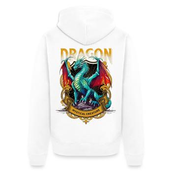 Dragon Fantasy Magic Mysticism Mythology Creature - Unisex Premium Organic Zip Hoodie - white - Back - Thijin (182cm)