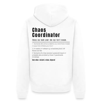 Coordinateur du Chaos Définition Manager Collaborateur - Veste à capuche bio Premium Unisexe - blanc - Dos - Thijin (182cm)