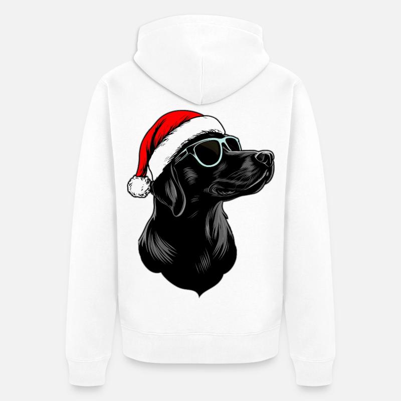 Chiens Noël / Père Noël Chien - Veste à capuche bio Premium Unisexe - blanc