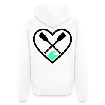 Canoe Kayak Heart Paddles Wave Sport Nature - Unisex Premium Organic Zip Hoodie - white - Back - Thijin (182cm)