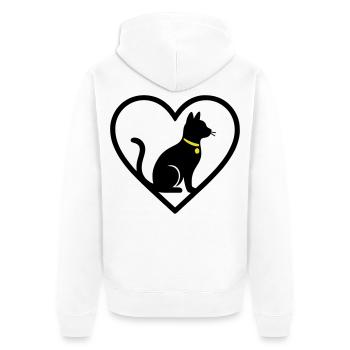Katze Herz Silhouette Niedlicher Haustierliebhaber - Unisex Premium Bio Zip Hoodie - Weiß - Hinten - Thijin (182cm)