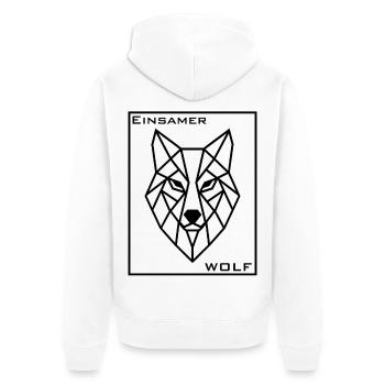 Geometrischer Wolfenkopf - Unisex Premium Bio Zip Hoodie - Weiß - Hinten - Thijin (182cm)