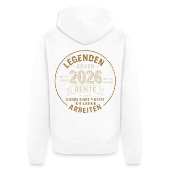 Legenden gehen 2026 in Rente Geschenk Shirt - Unisex Premium Bio Zip Hoodie - Weiß - Hinten - Thijin (182cm)