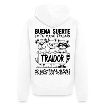 Adieu Collègue - Veste à capuche bio Premium Unisexe - blanc - Dos - Thijin (182cm)