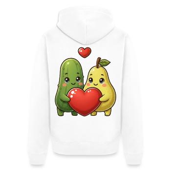 Hearts Fruit Cucumber Pear - Unisex Premium Organic Zip Hoodie - white - Back - Thijin (182cm)