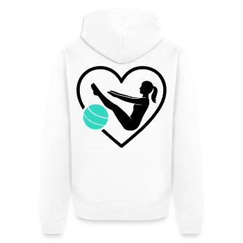 Pilates Heart Women Silhouette Fitness Wellness - Unisex Premium Organic Zip Hoodie - white - Back - Thijin (182cm)