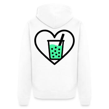 Bubble Tea Heart Boba Drink Sweet Trend - Unisex Premium Organic Zip Hoodie - white - Back - Thijin (182cm)