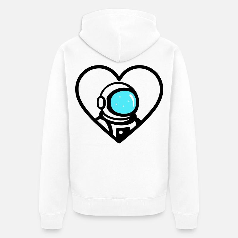 Astronaut Heart Space Cosmo Helm - Unisex Premium Bio Zip Hoodie - Weiß