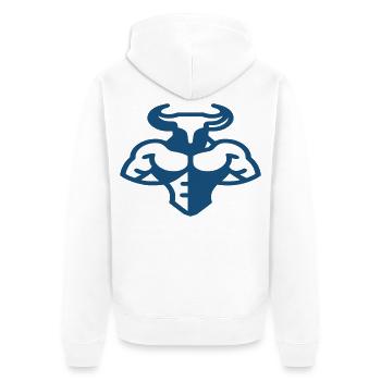 Body Building. Bull. - Unisex Premium Organic Zip Hoodie - white - Back - Thijin (182cm)