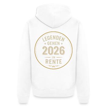 Legenden gehen 2026 in Rente Shirt - Unisex Premium Bio Zip Hoodie - Weiß - Hinten - Thijin (182cm)