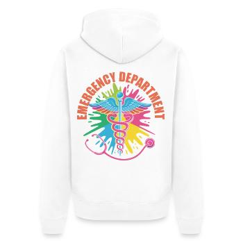 Colorful Emergency Emblem - Unisex Premium Organic Zip Hoodie - white - Back - Thijin (182cm)
