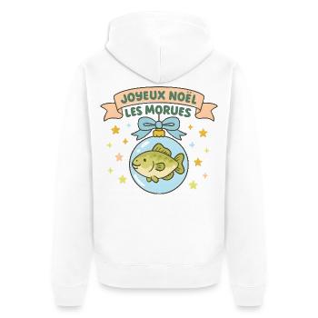 Noël Morues dans Boule Poisson - Veste à capuche bio Premium Unisexe - blanc - Dos - Thijin (182cm)