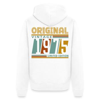 Original Retro Vintage 1975 Limited Edition 50 - Unisex Premium Organic Zip Hoodie - white - Back - Thijin (182cm)