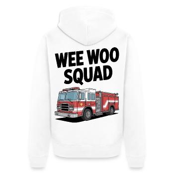 Wee Woo Squad Fire Brigade Car Rescuer Saying - Unisex Premium Organic Zip Hoodie - white - Back - Thijin (182cm)