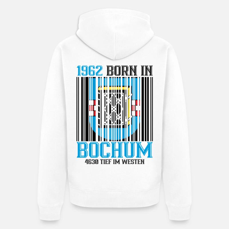 1962 Bochum Né en Occident - Veste à capuche bio Premium Unisexe - blanc