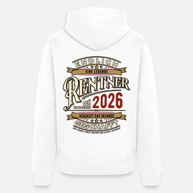 Retraités 2026 - Retraite - Pension - Veste à capuche bio Premium Unisexe - blanc
