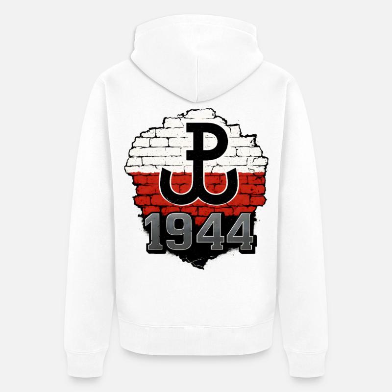 Polska Walcząca 1944 Conception murale - Veste à capuche bio Premium Unisexe - blanc