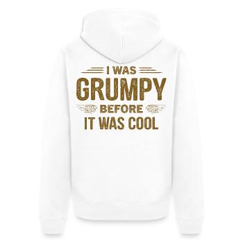 Ich war grantig, bevor es cool war - Unisex Premium Bio Zip Hoodie - Weiß - Hinten - Thijin (182cm)