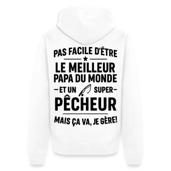 Pêche – Super Papa Pêcheur - Veste à capuche bio Premium Unisexe - blanc - Dos - Thijin (182cm)