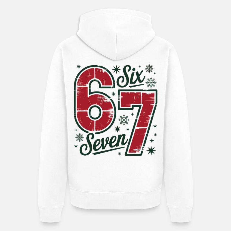 Festif 6 7 Rétro Noël Thème - Veste à capuche bio Premium Unisexe - blanc