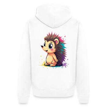 Rainbow spine hedgehog - Unisex Premium Organic Zip Hoodie - white - Back - Thijin (182cm)