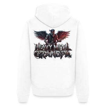 Heavy Metal Grandpa - Unisex Premium Bio Zip Hoodie - Weiß - Hinten - Thijin (182cm)