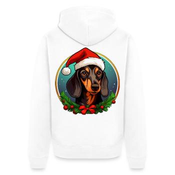 Weihnachten Dackel - Unisex Premium Bio Zip Hoodie - Weiß - Hinten - Thijin (182cm)