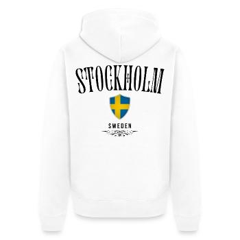 Souvenir Stockholm, Stockholm Schweden - Unisex Premium Bio Zip Hoodie - Weiß - Hinten - Thijin (182cm)
