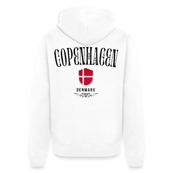 Souvenir Copenhagen, Copenhagen Denmark - Unisex Premium Organic Zip Hoodie - white - Back - Thijin (182cm)