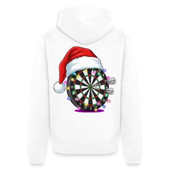 Cible de fléchettes avec Bande dessinée du Chapeau du Père Noël - Veste à capuche bio Premium Unisexe - blanc - Dos - Thijin (182cm)